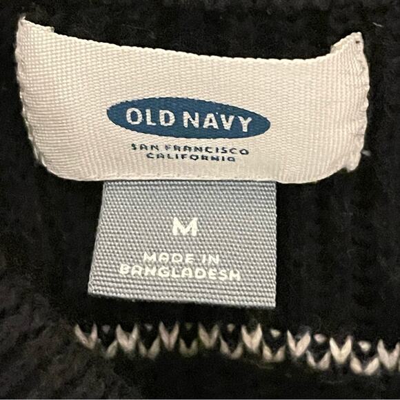 Old Navy black white striped ribbed sweater tank shirt top size medium M b18 - Picture 2 of 4